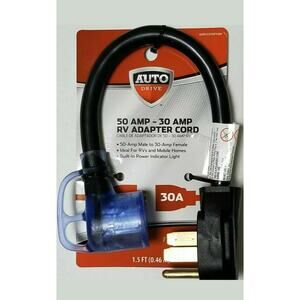 Auto Drive 50AMP - 30AMP RV Mobile Home Adapter Cord Camping Electrical Cord New